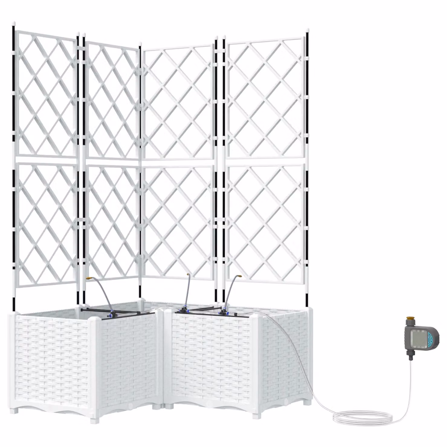 Berkfield Home Garden Planters with Water Irrigation System, 3 Piece Set, White – 2