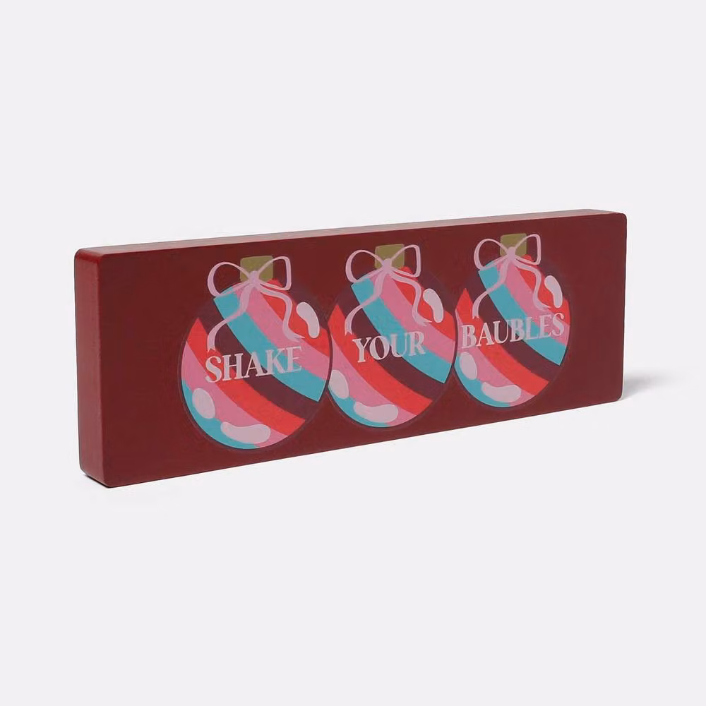 OHS Shake Your Baubles Christmas Slogan Ornament in Red – 2