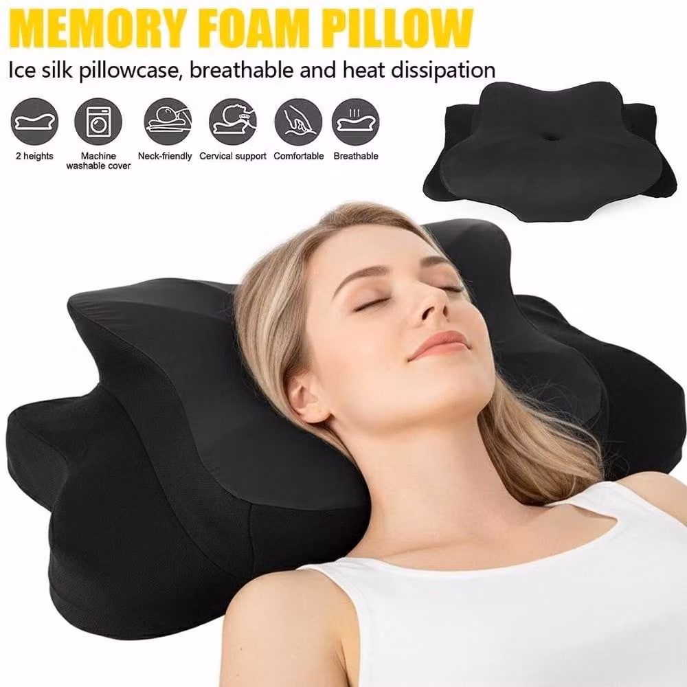 PAWNORA Black Cervical Memory Foam Wedge Pillow for Adults – 5