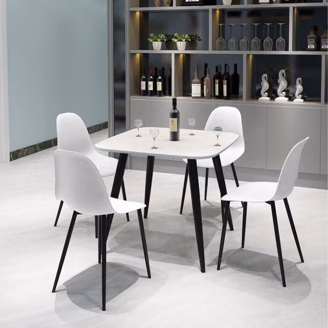Core Products Ltd Aspen Square White Table and 4 Curve Plastic Chair Set