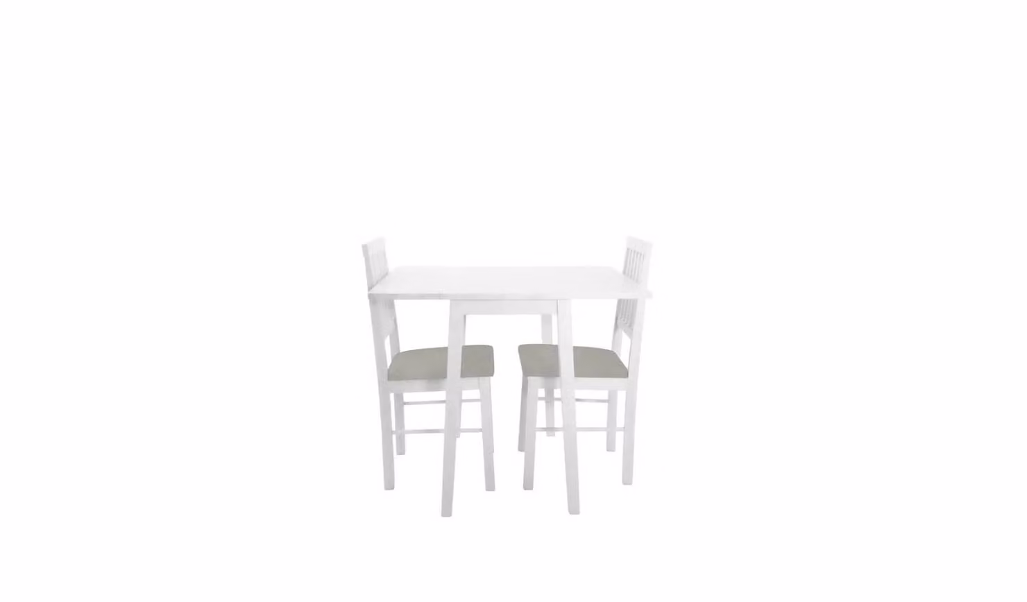 Kendal Extendable White Drop Leaf Dining Table and 2 Grey Chairs Set