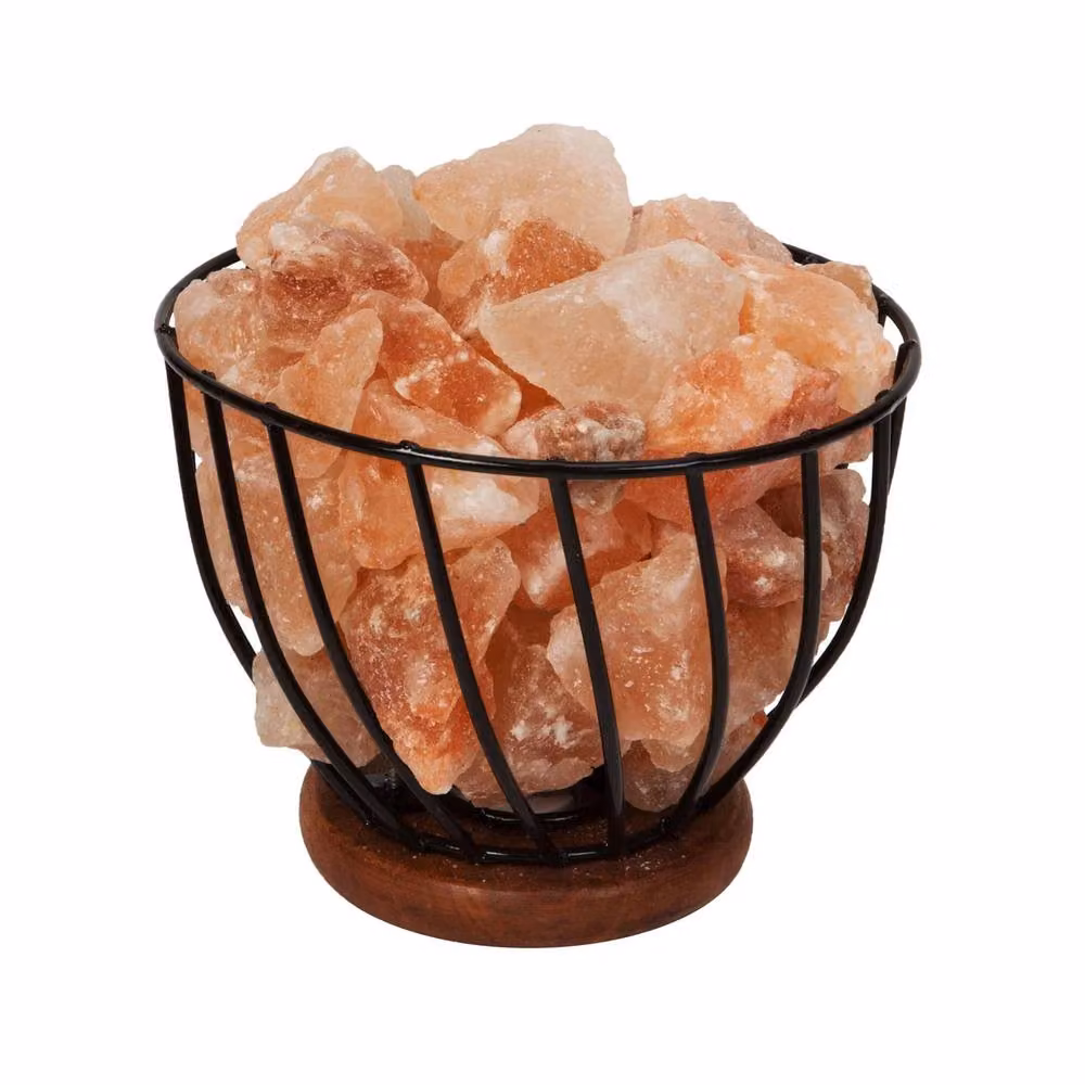 Dragodirect Himalayan Rock Salt Metal Basket Lamp, Orange Natural Crystal Night Light – 2