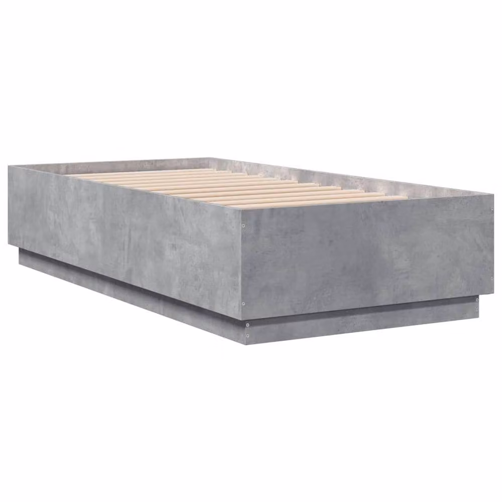 Berkfield Home Small Single Bed Frame with LED Lighting and USB Charging Port, Concrete Grey, W/D/H: 75 x 190 cm – 3
