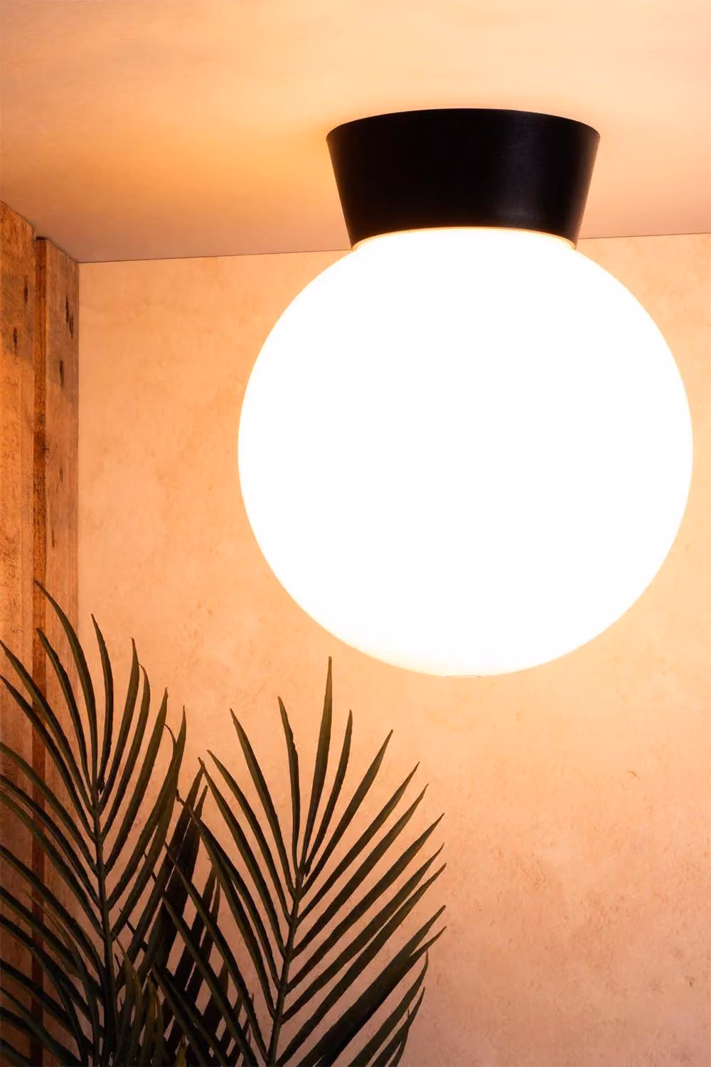 BHS Lighting Westray Modern Outdoor Ceiling Light in Black with Glass Sphere – 3