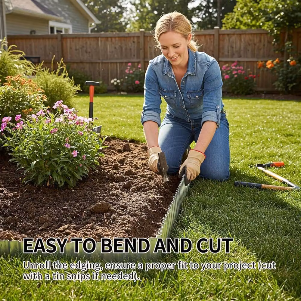 Trendi Heavy Duty Galvanised Steel Lawn Edging, 15m, Silver – 4