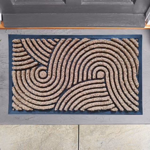 My Home Brown Rubber and Coir Rectangular Doormat