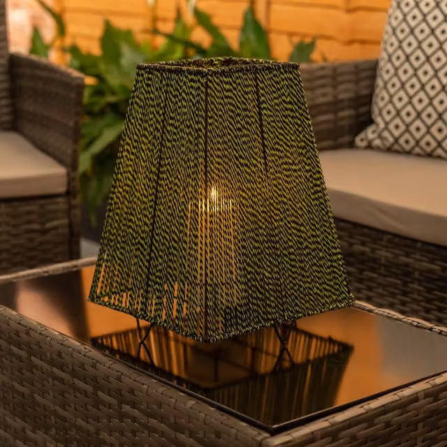 ValueLights Battery Operated Outdoor Rope Candle Lantern Light in Green