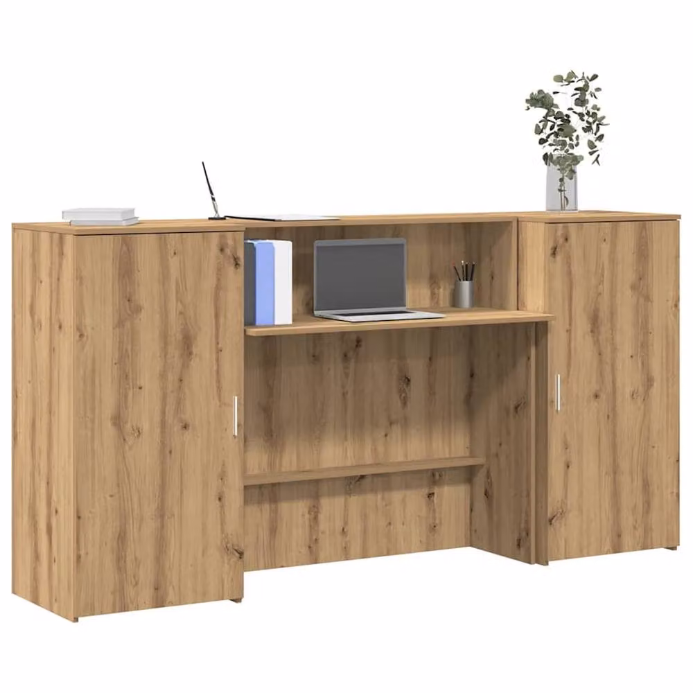 Berkfield Home Artisan Oak Reception Desk in Brown, W/D/H: 200 x 50 x 103.5 cm – 2