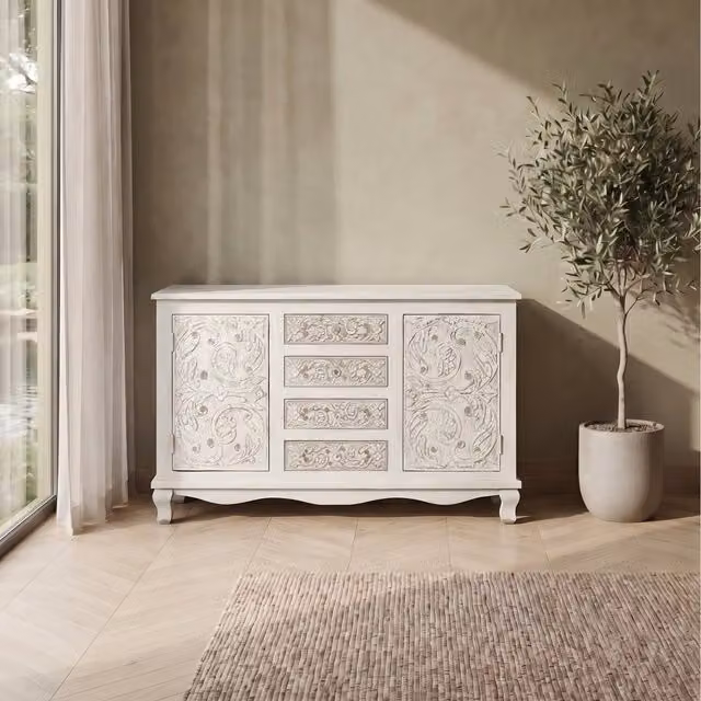 Dorel Rajat Sideboard in White and Grey