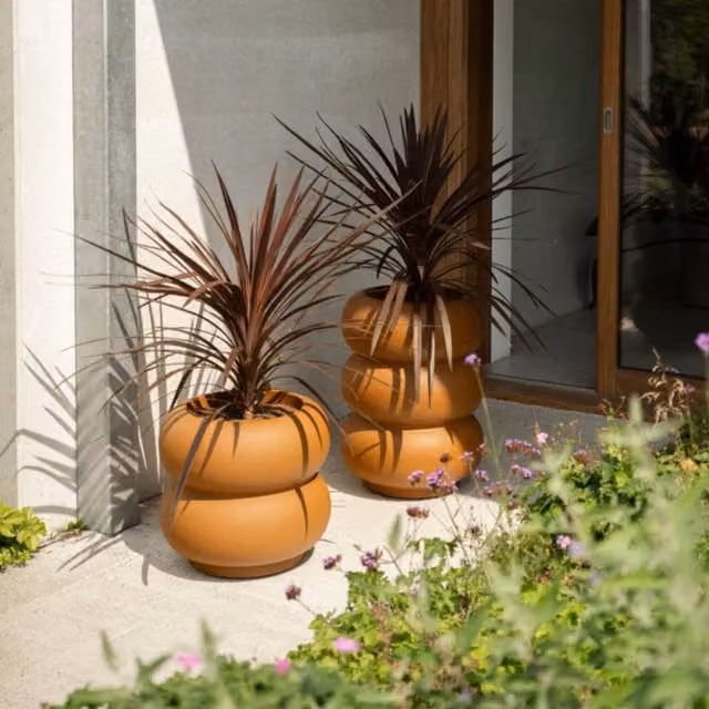 Charles Bentley Elho Amber Roll High 43 Planter in Brown for Indoor and Outdoor Use