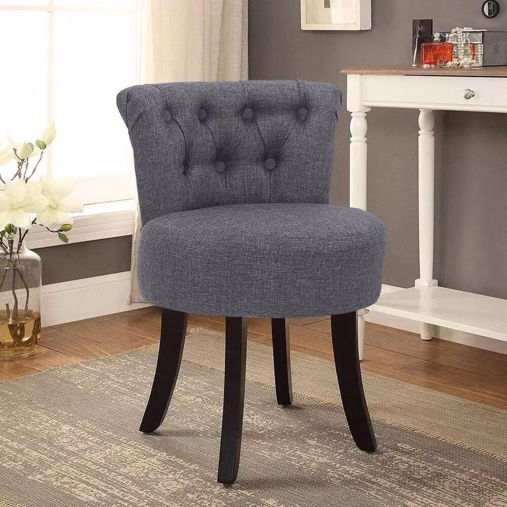 FORGEVIO Grey Velvet Fabric Dressing Table Chair with Upholstered Wood Frame – 4