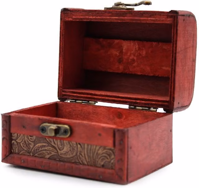 KDMK Colonial Floral Embossed Vintage Rectangular Wood Jewelry Box in Multicolour