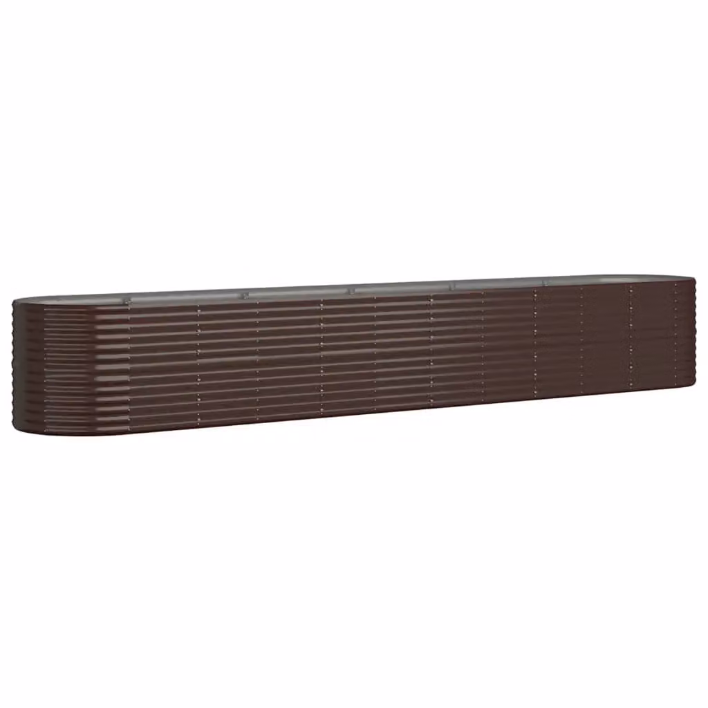 Berkfield Home Garden Powder-coated Steel Raised Bed in Brown, W: 440 cm, D: 80 cm, H: 68 cm – 2