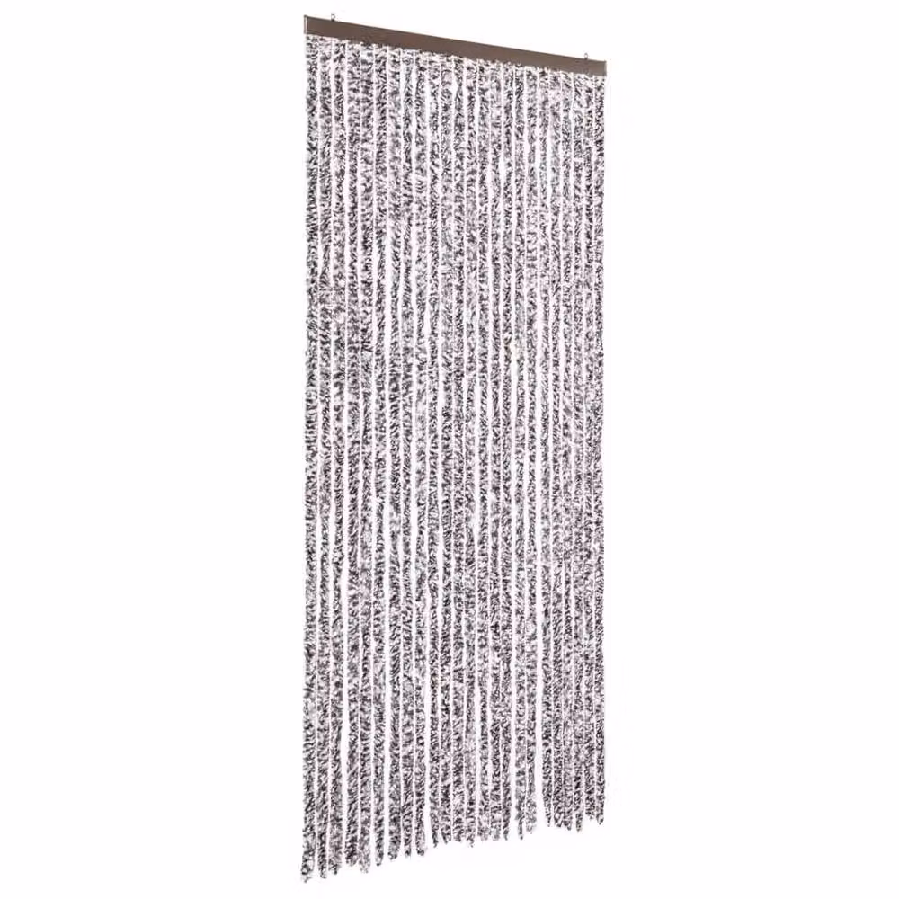 Berkfield Home Brown and Beige Striped Chenille Insect Curtain, W: 100 cm, H: 220 cm – 3