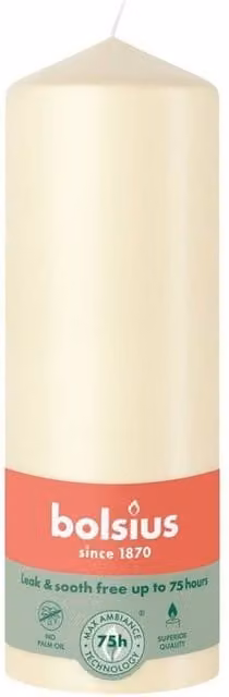 Bolsius Soft Pearl Beige Pillar Candle, H 20 cm x W 6.8 cm
