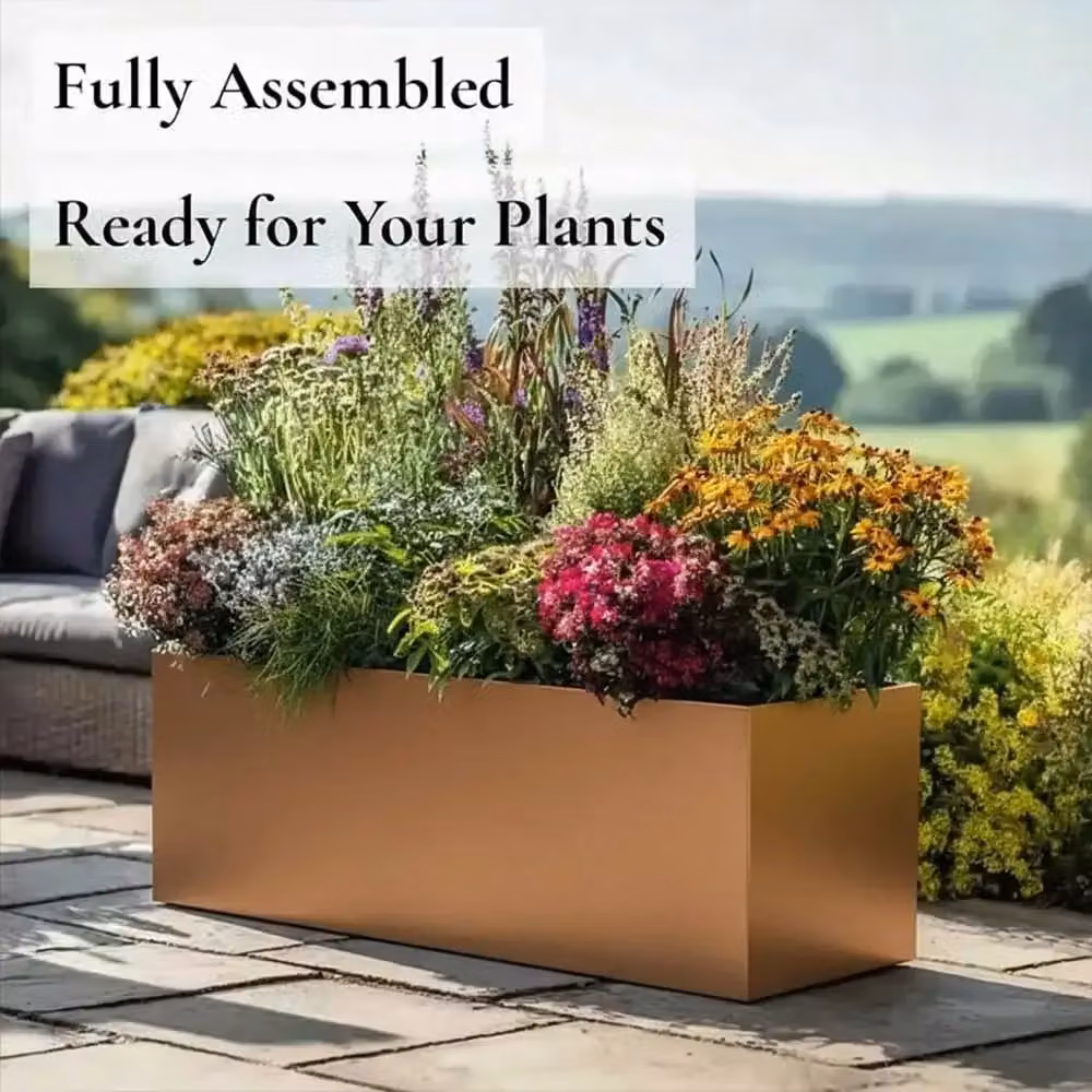 Access Garden Products Brown Galvanised Steel Copper Trough Planter Window Box, Width: 70 cm – 3