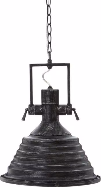 Orsina Medium Industrial Chrome and Black Pendant Light with Glass Base and Stepped Shade