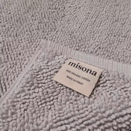 Misona Organic Cotton Luxury Reversible Bath Mat in Grey, W: 80 cm, D: 50 cm – 2
