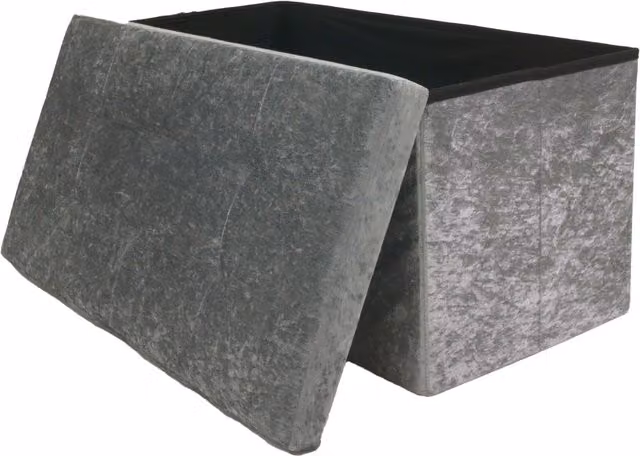 Libbi Lou Velvet Foldable Footstool and Ottoman Storage Box, Grey, W: 76 cm, D: 38 cm, H: 38 cm – 3