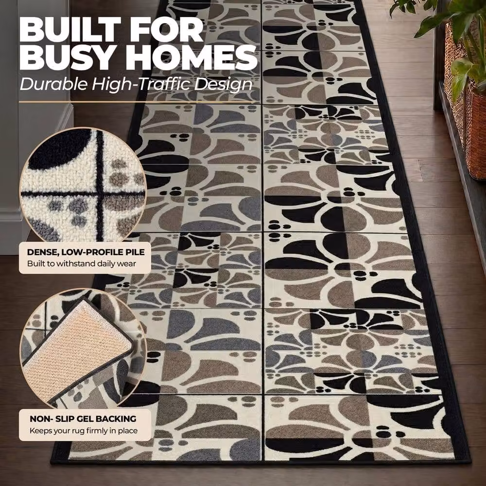 Bravich LTD Daisy Floral Hallway Runner Rug, Grey, W: 66 cm, L: 120 cm – 4