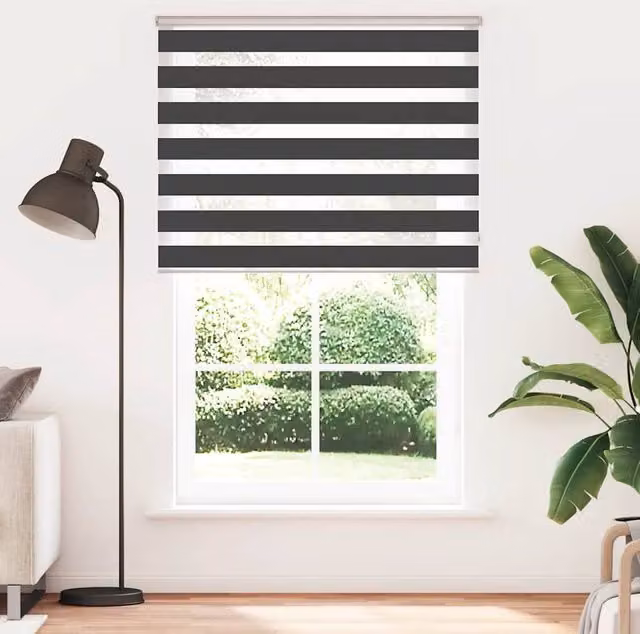 Berkfield Home Black Zebra Day and Night Blind, W: 145 cm, H: 230 cm