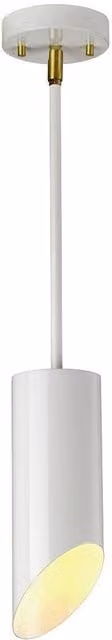 Elstead Quinto 1 Light Cylinder Pendant in White and Gold Brass with E27 Fitting