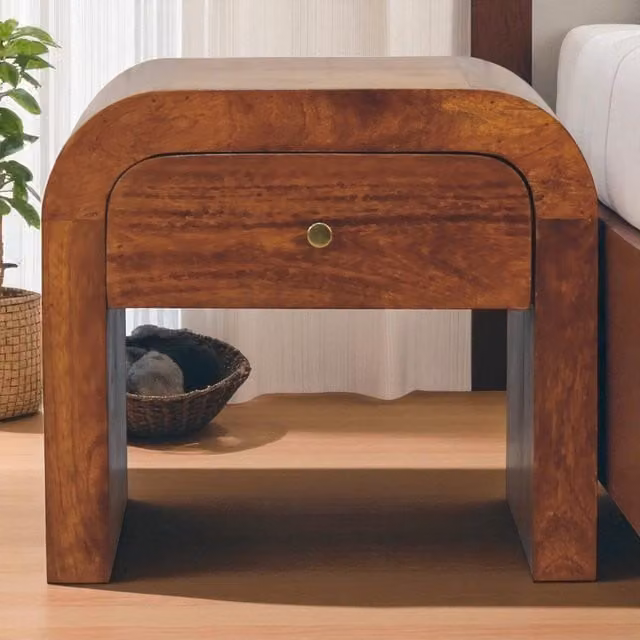 Soldi Wood Darcy Chestnut Bedside Table in Brown