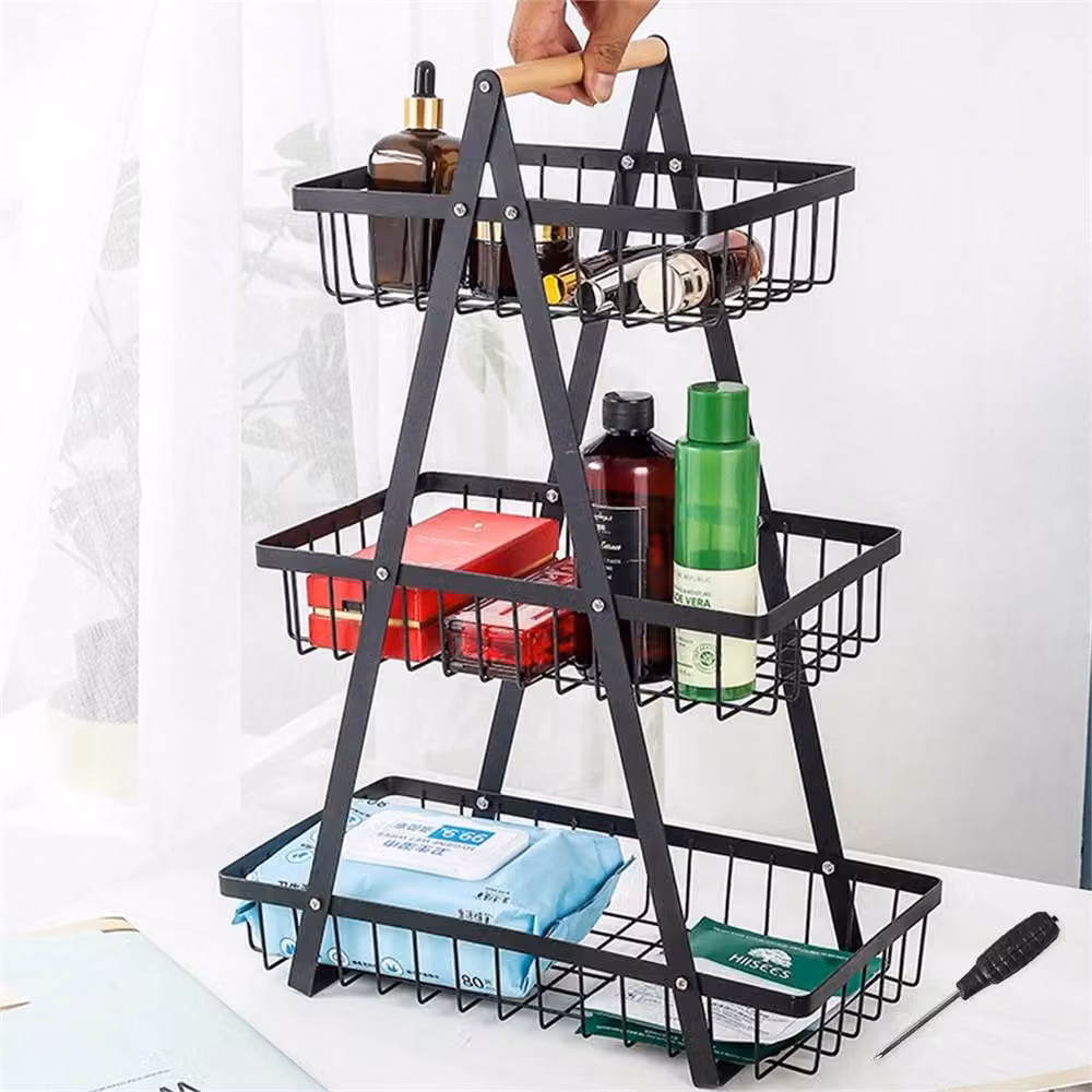 Nordara 3 Tier Metal Kitchen Fruit and Vegetable Storage Basket Rack in Black – 5