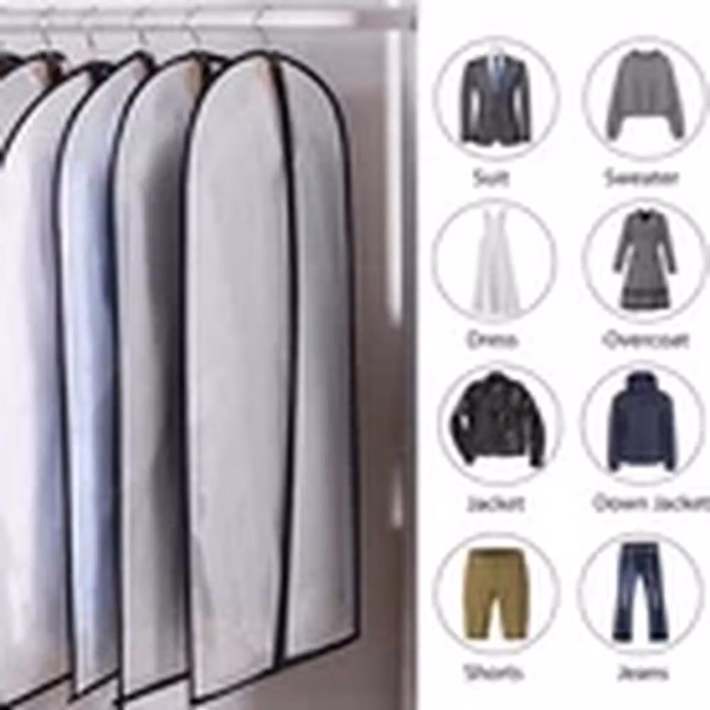 EONLION 10 Pack Waterproof Black and Transparent Plastic Garment Bags for Suits and Coats – 3