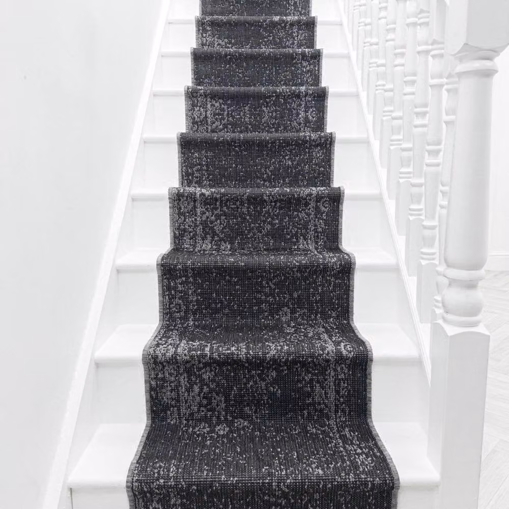 runrug Tapestry Stair Runner Carpet, Reversible and Durable, Black, W: 60 cm, L: 690 cm – 4
