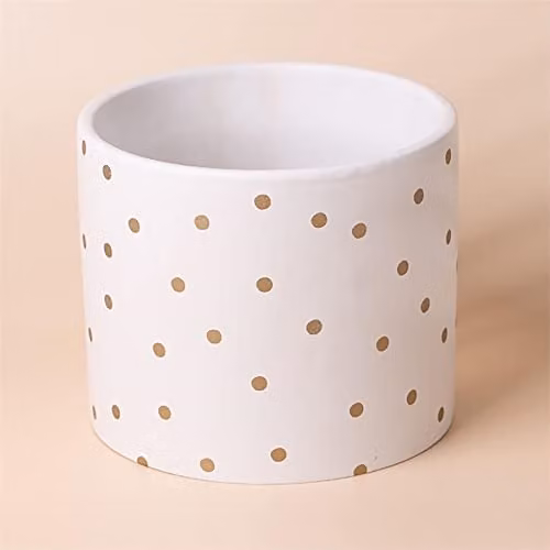 Leaf Ceramic White Dotted Tabletop Planter W/D/H: 18 x 18 x 15 cm