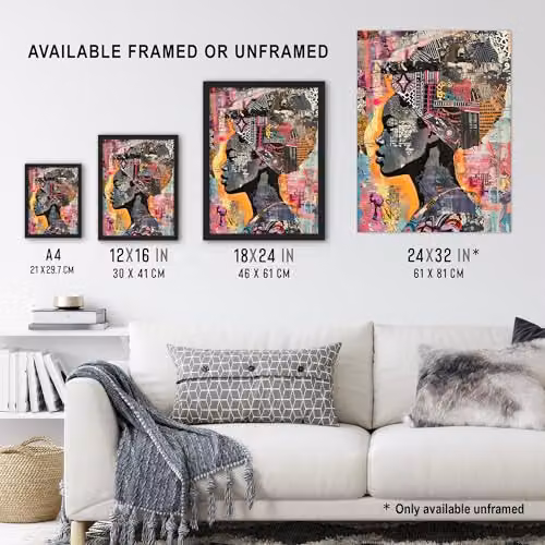 Artery8 African Woman Headwrap Portrait Modern Colourful Framed Wall Art Print, H 29.7 cm x W 21.0 cm x D 0.5 cm – 3