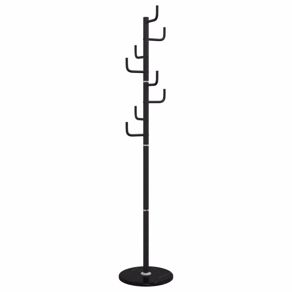Berkfield Home Industrial Post Tree Coat Stand in Matt Black Metal and Stone, Height: 183 cm – 2