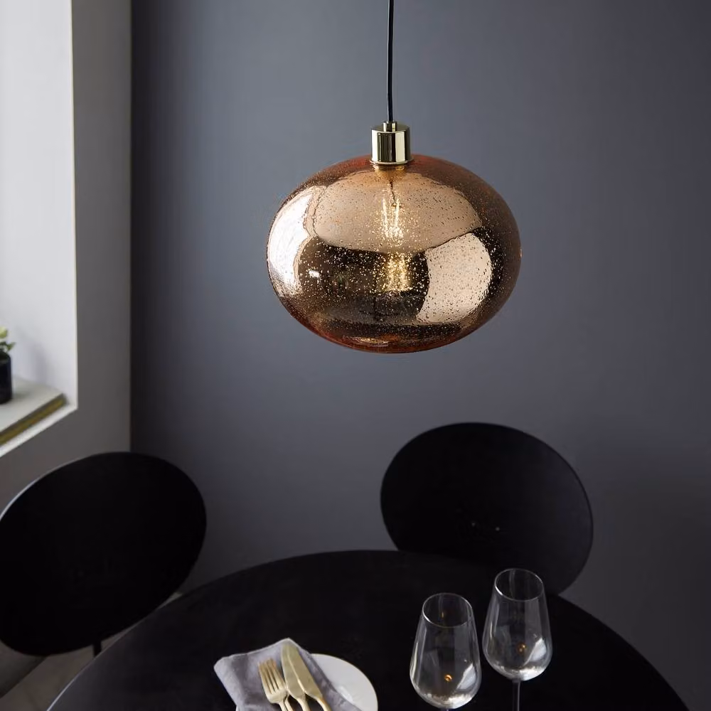 First Choice Lighting Candra Gold Bubbled Mercury Glass Pendant Light – 4