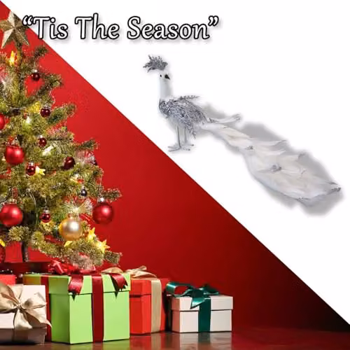 VFM e-Store Silver and White Velvet Peacock Christmas Decoration, W/H: 20 x 17 cm – 5