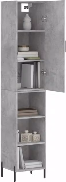 Berkfield Home Industrial Highboard in Concrete Grey, W/D/H: 34.5 x 34.0 x 180.0 cm