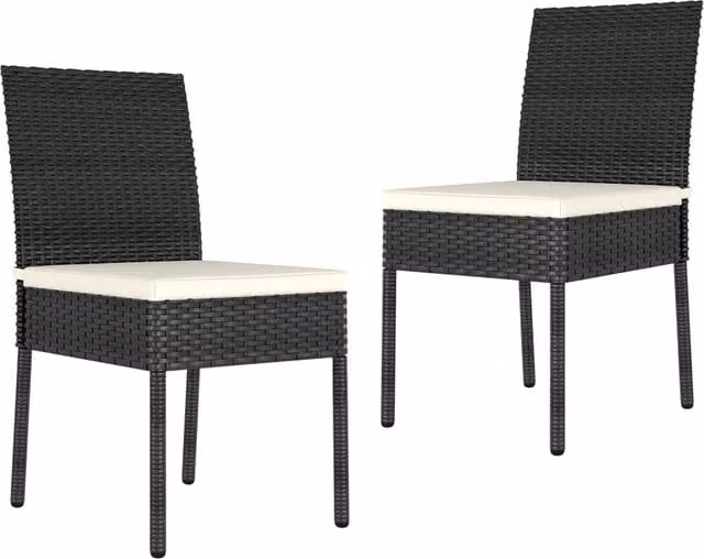 Berkfield Home Garden Modern Poly Rattan and Steel Dining Chairs, Set of 2, Black – 1