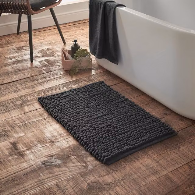 Bianca Aspen Bobble Bath Mat Black W: 50 cm, D: 80 cm