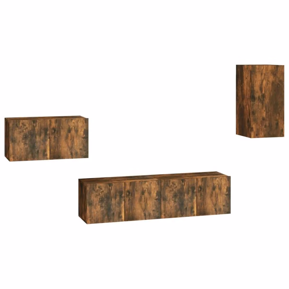 Berkfield Home Classic 4 Piece TV Cabinet Set in Smoked Oak Brown Engineered Wood – 2