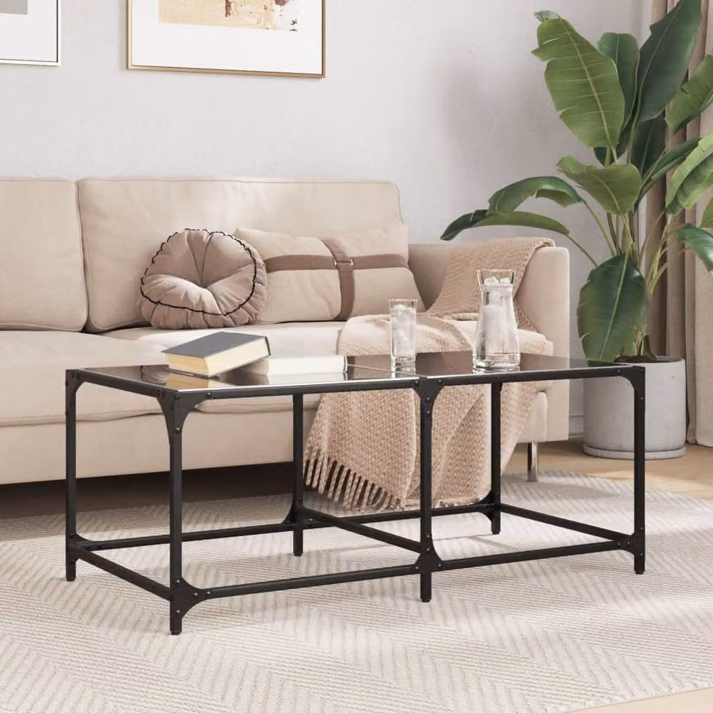Berkfield Home Modern Rectangular Coffee Table with Black Glossy Glass Top, W/D/H: 98.5 x 50 x 40 cm – 2