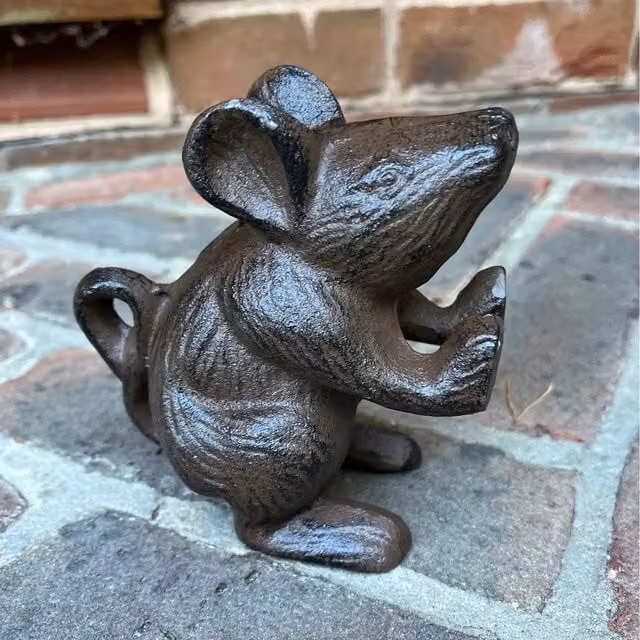 Selections Vintage Cast Iron Mouse Decorative Doorstop in Brown