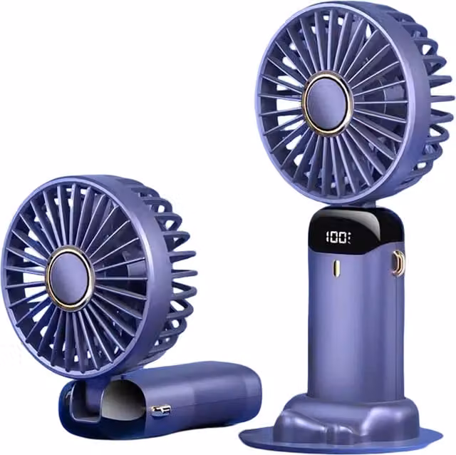 Dyzi 2-in-1 Portable Mini Handheld Table Fan, Rechargeable, Purple