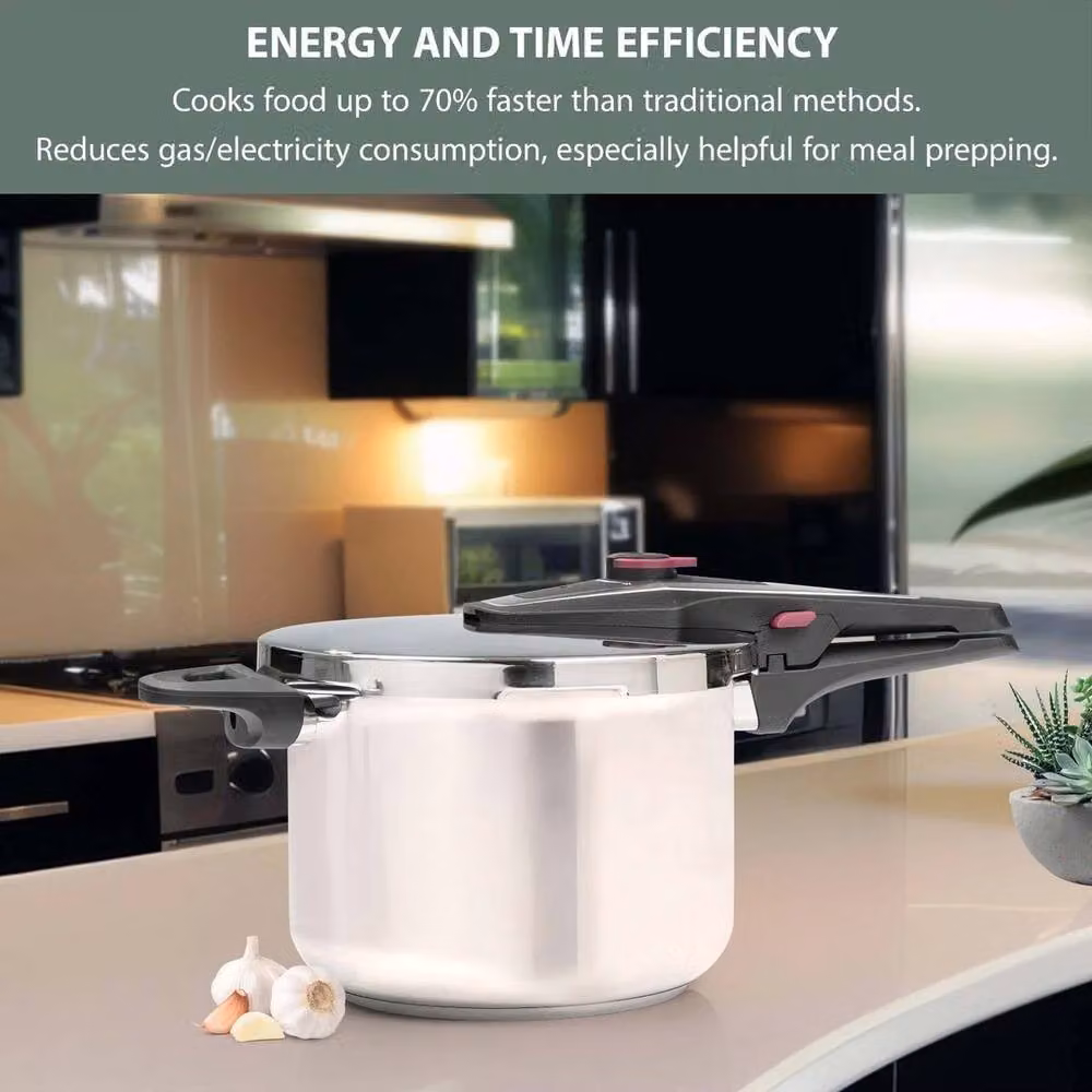 FORGEVIO Stainless Steel Dual Handle Pressure Cooker, 6 Litre, Silver – 3