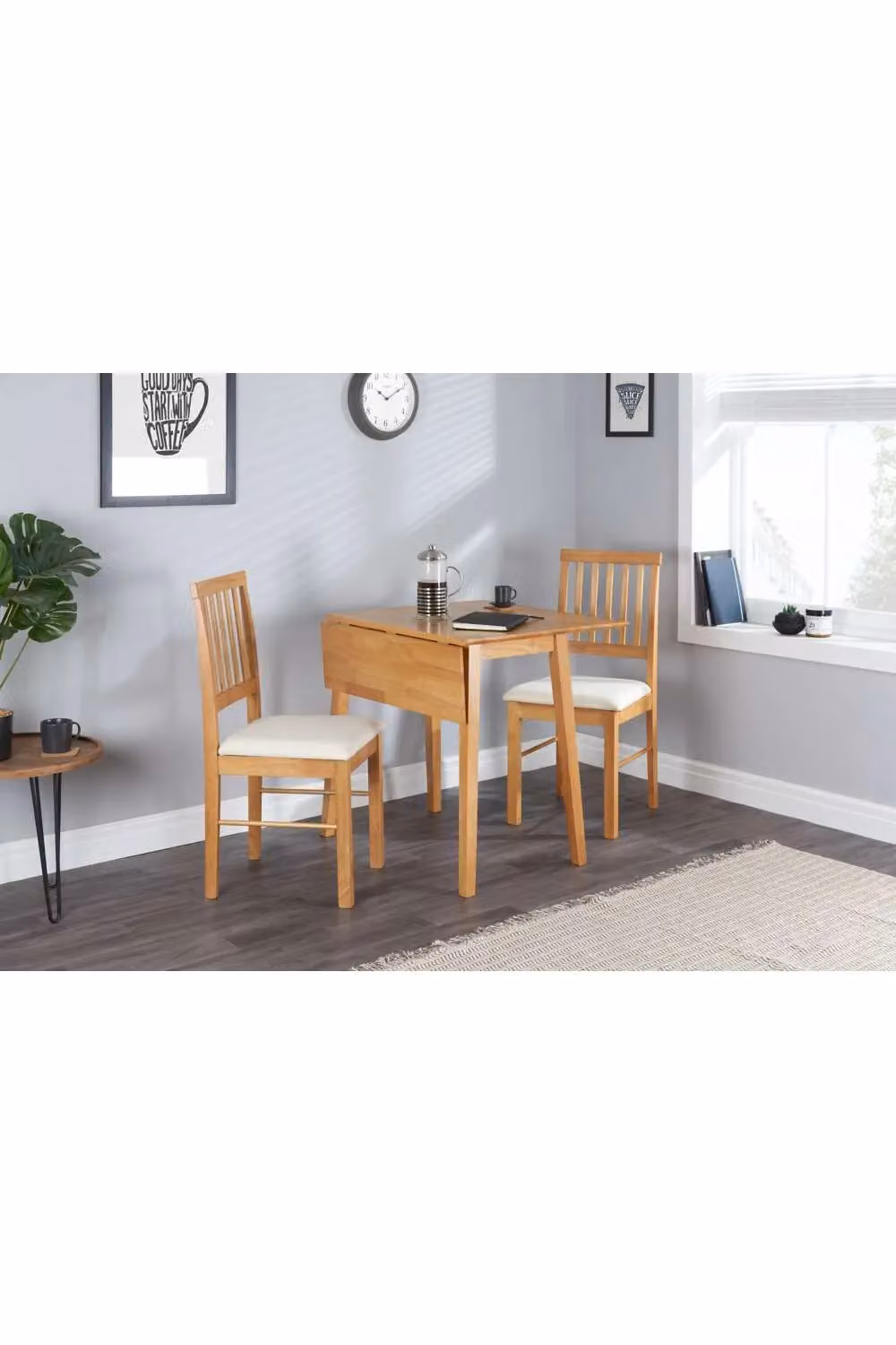 Birlea Drop Leaf Square Dining Set with 2 Chairs in Brown Oak Finish – 2