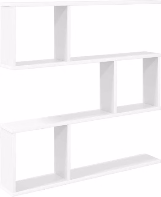 FORGEVIO Wall Mounted Modern White MDF Shelf W: 80 cm, D: 12 cm, H: 79.5 cm