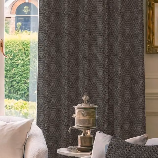 House Llewelyn-Bowen Oak Leaf Made To Measure Blackout Floral Curtains in Charcoal Grey