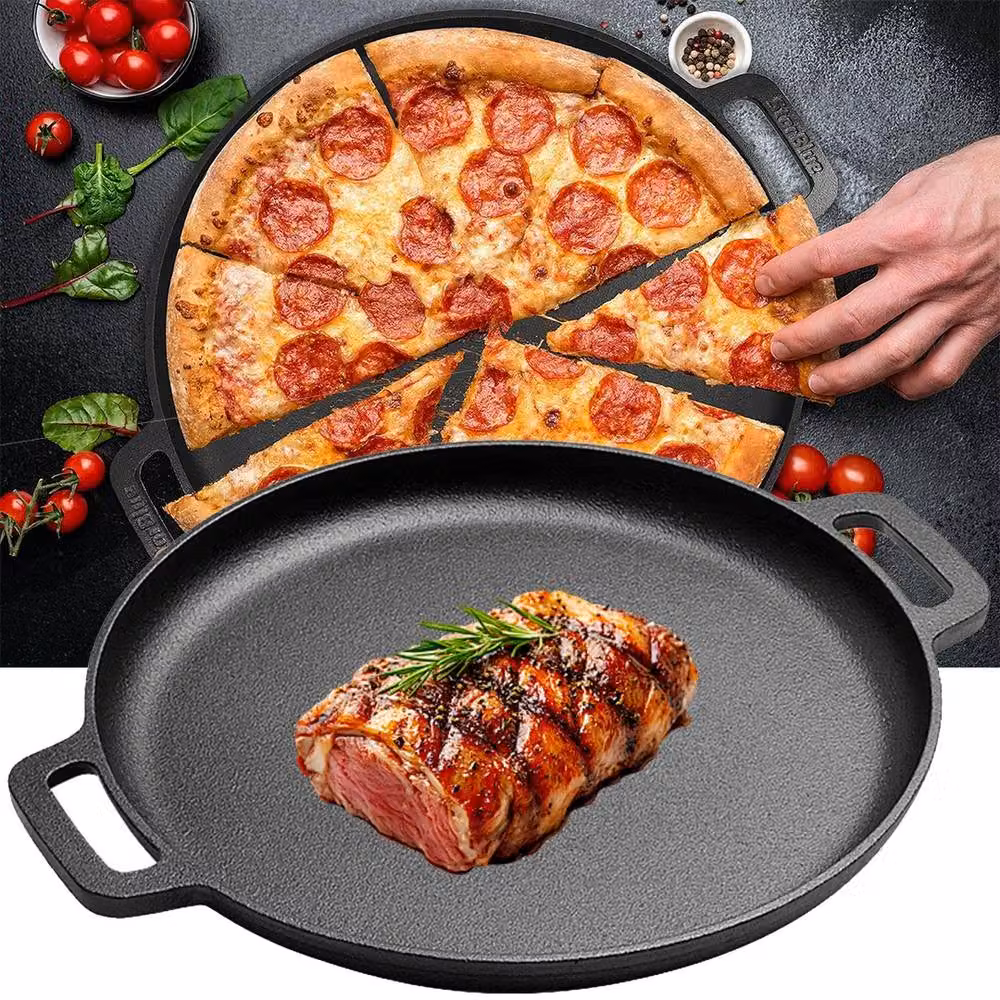 Ventryn Non Stick Cast Iron Grill Pan with Double Handles, Black, Diameter: 35 cm – 3