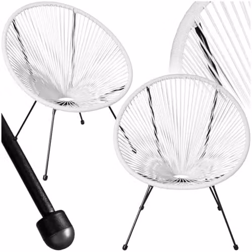 tectake Set of 2 Retro Garden Chairs in White