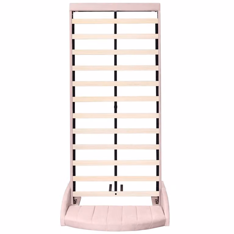 Rolipo Pink Velvet Upholstered Single Bed Frame with Headboard, W/D/H: 90 x 190 cm