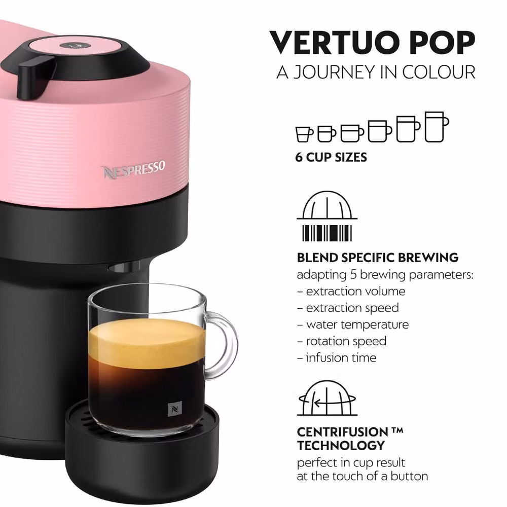 Nespresso Vertuo Pop Capsule Coffee Machine - Pink – 3